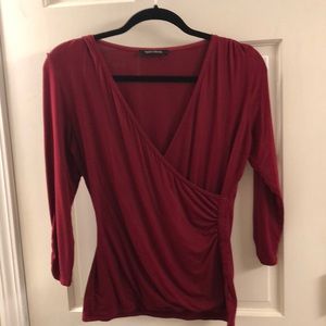 WHBM Ballet Wrap 3/4 Sleeve Top